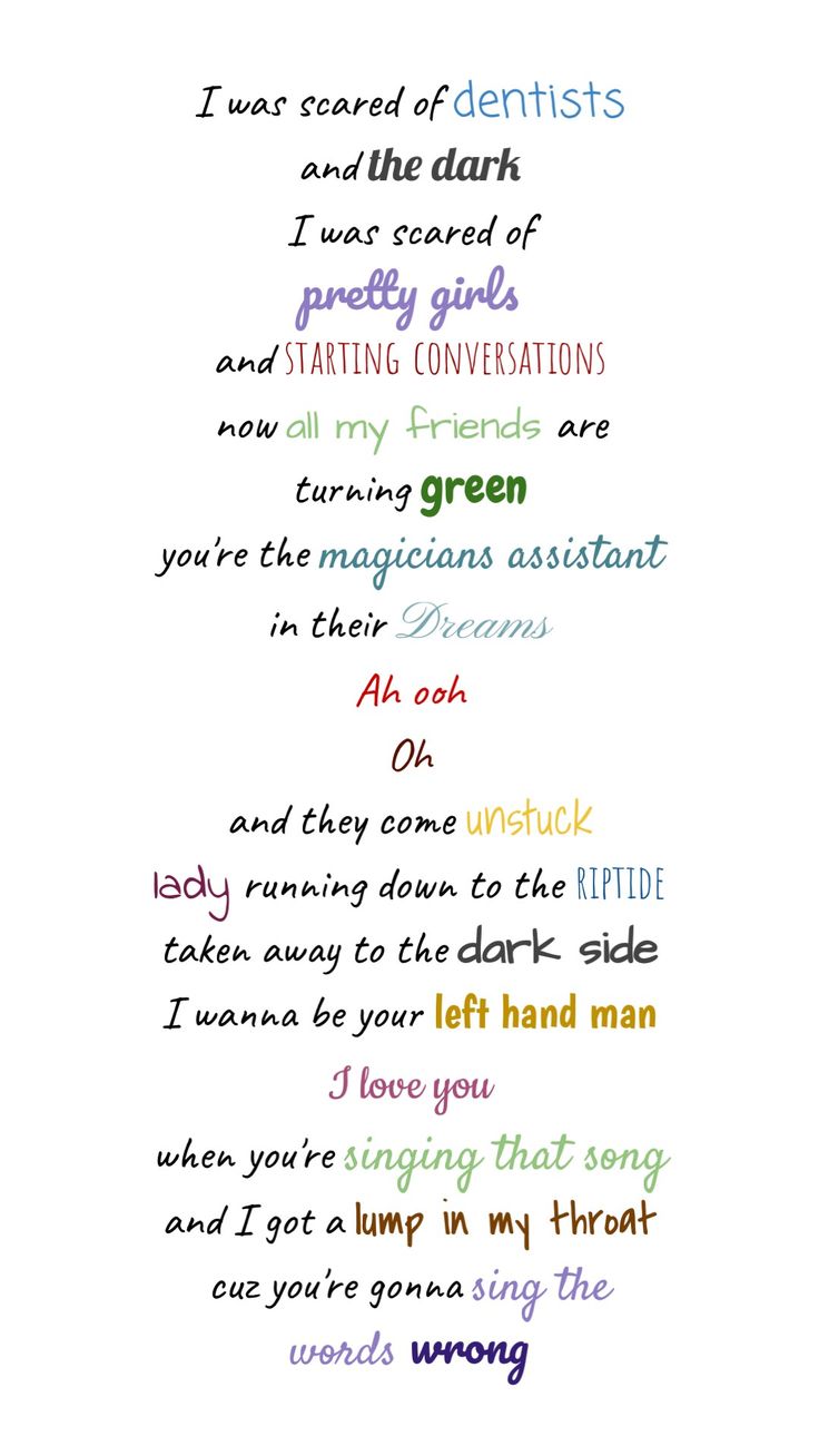 the words are written in different colors