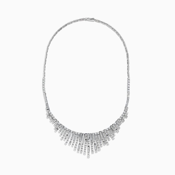 Effy 14K White Gold Diamond Fringe Necklace Evening Platinum Necklace With Diamond Cut, Fine Jewelry Diamond Cut Necklace For Evening, Evening Platinum Diamond Cut Necklace, Platinum Diamond Cut Necklace For Evening, Fine Jewelry Platinum Necklaces For Evening, Evening Fine Jewelry Platinum Necklaces, Evening Platinum Fine Jewelry Necklaces, Hallmarked Diamond Necklace For Evening, Timeless Diamond Cut Necklace For Evening