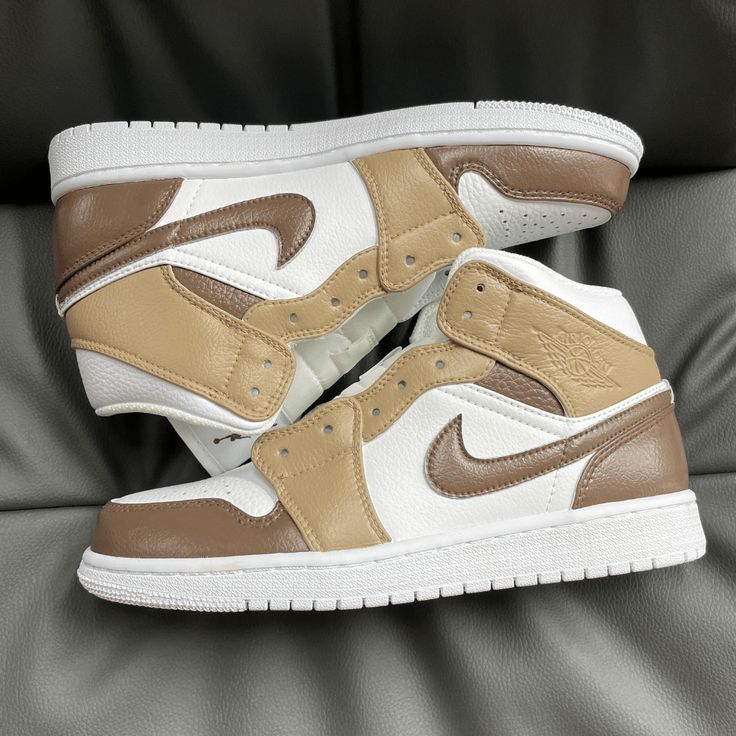 Custom Nike Air Jordan 1 Mid Coffee Brown – insdrip Brown Jordan 1, Brown Nike Shoes, Cute Nike Outfits, Trendy Shoes Sneakers, Jordan Shoes Girls, All Nike Shoes, Shoes Outfit Fashion, Nike Air Jordan 1 Mid, Custom Nike