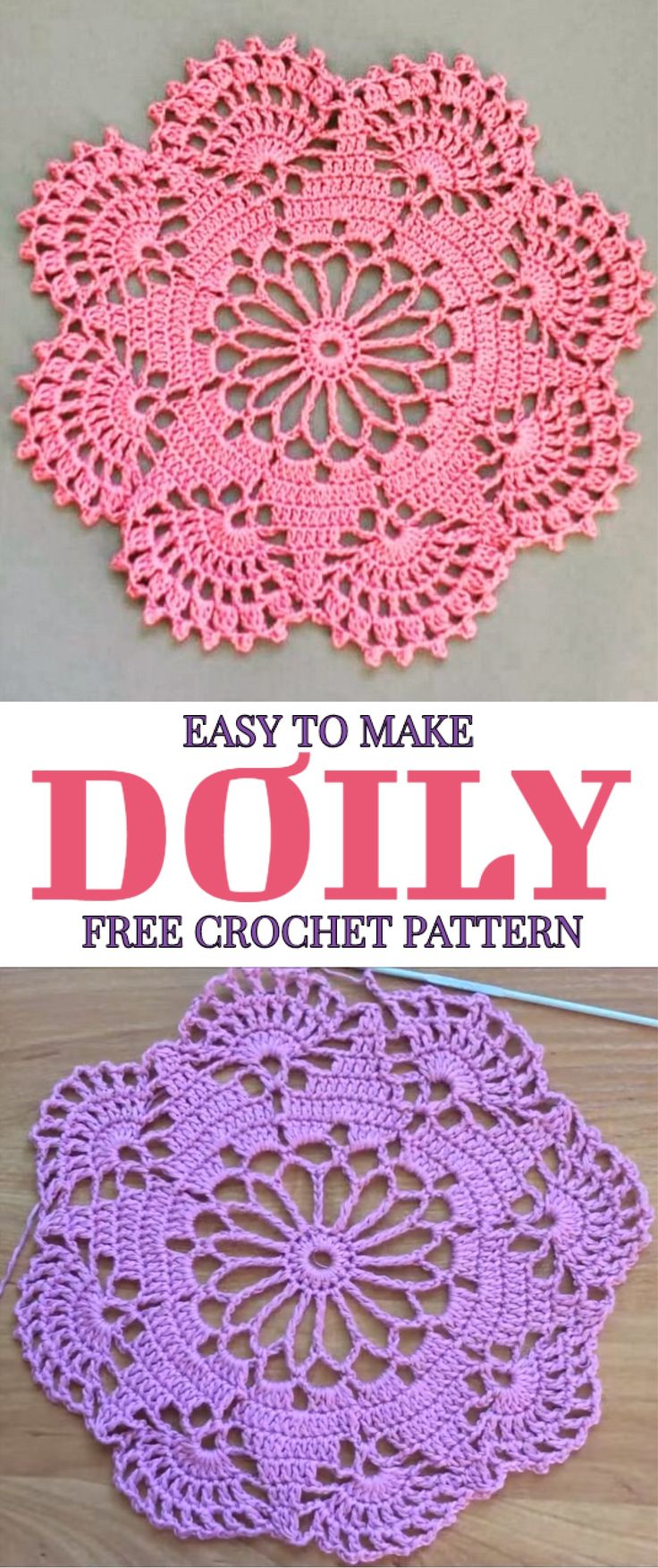 crochet doily pattern with the words easy to make doily