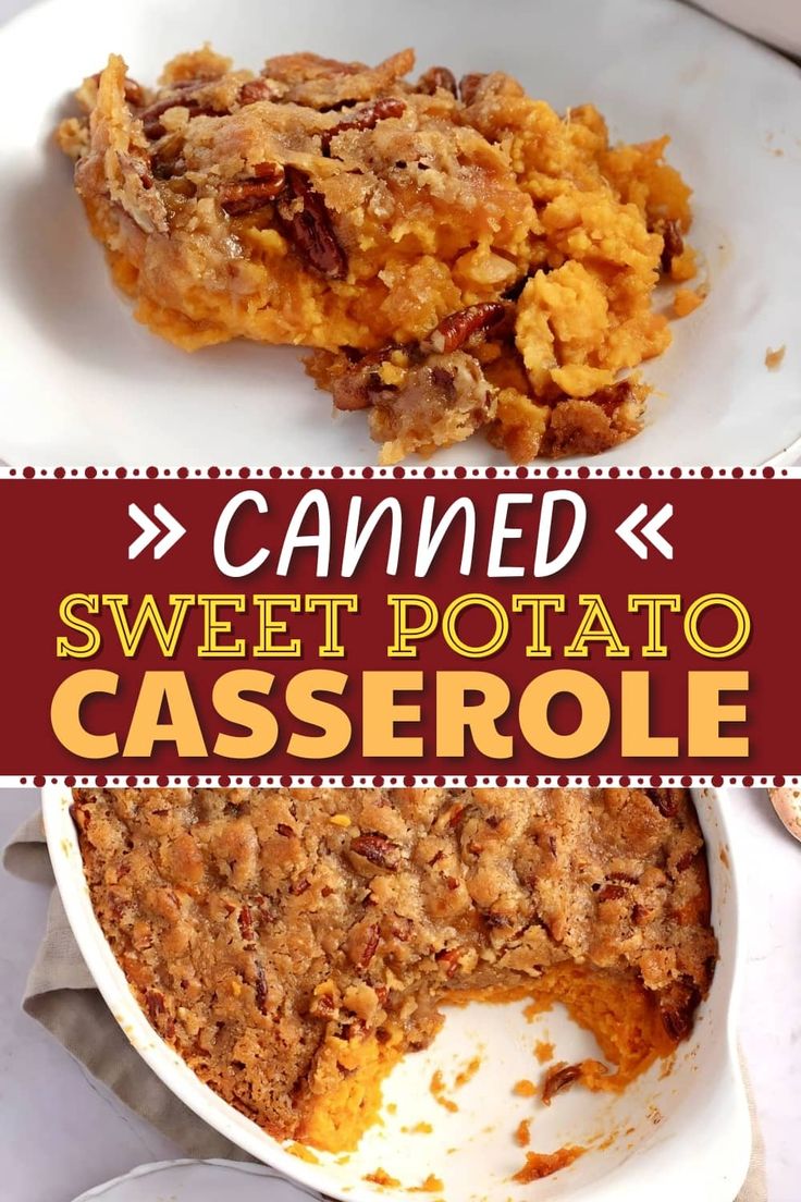 this sweet potato casserole is made with canned sweet potatoes