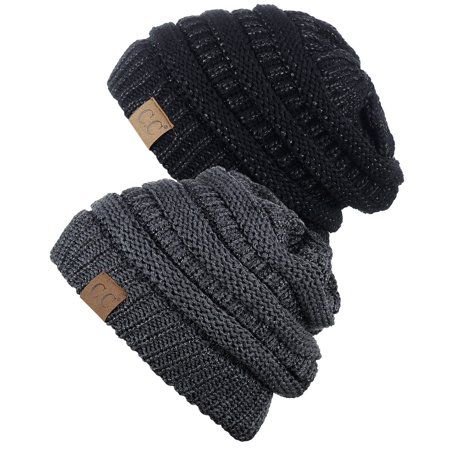 Revitalize your winter wardrobe with the CC Popular Beanie. Featuring top-notch craftsmanship and the iconic cable knit design, this beanie guarantees maximum warmth and coziness. With a variety of vibrant color options and the signature C.C branding, it will elevate any outfit and keep you snug all season long! Size: One Size.  Color: Black.  Gender: unisex.  Age Group: adult.  Pattern: metallic. Visor Beanie, Pretty Hats, Cable Knit Hat, Beanie Hats For Women, Slouch Beanie, Beanie Cap, Slouchy Beanie, Knit Beanie Hat, Knitting Women