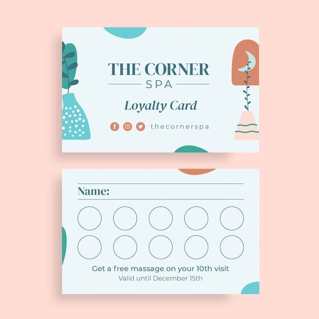 the corner spa business card with an image of a woman's face on it