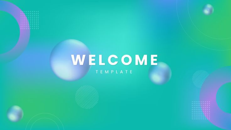 an abstract blue and green background with bubbles in the air that spell out, welcome