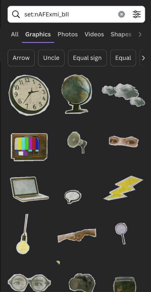 an image of various objects that are on the screen, including glasses and a clock