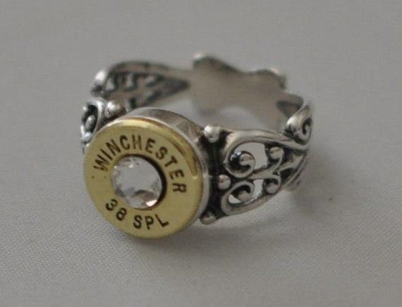 Bullet Casing Crafts, Silver Finger Ring, Bullet Casing Jewelry, Bullet Crafts, 38 Special, Bullet Casing, Filigree Engagement Ring, Bullet Jewelry, Special Jewelry