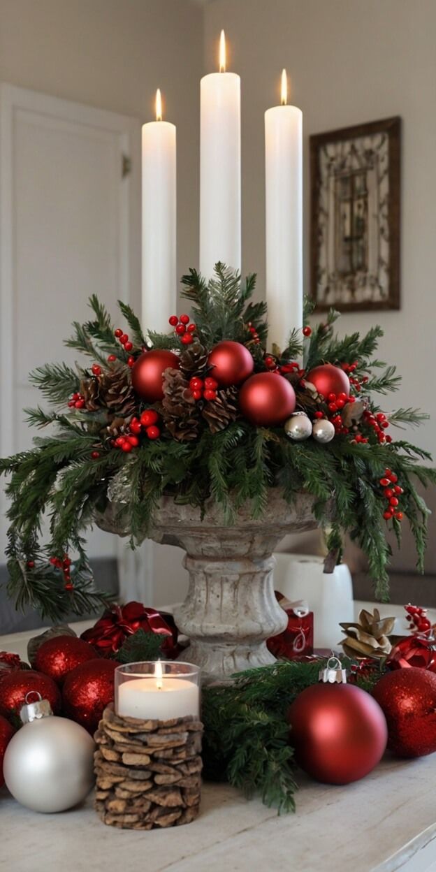 500 Best Christmas Decoration Ideas For 2024 Cozy Mantle Decor, Christmas Centrepieces, Christmas Table Runner Pattern, Diy Christmas Table, Enchanted Tree, Christmas Table Toppers, Christmas Table Centerpieces, Minimal Christmas, Christmas Decoration Ideas