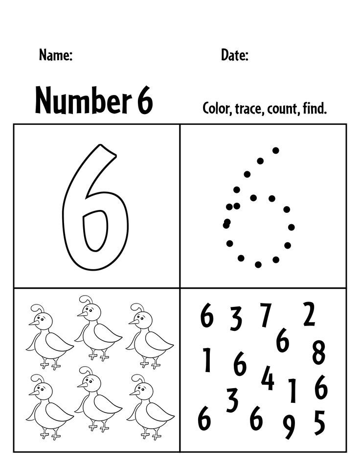 the number 6 worksheet with numbers for children to learn how to write and color