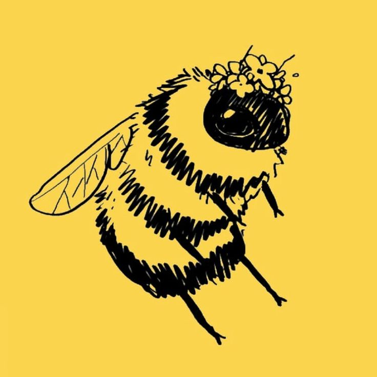 a black and yellow drawing of a bee