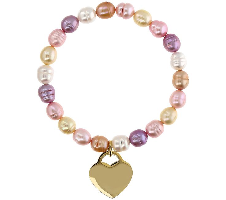 Flaunt your romantic side with this elegant bracelet boasting a sweet heart charm and cultured freshwater pearls in a variety of opulent hues. From Honora. Elegant Pearl Bracelet With Heart Charm As Gift, Elegant Pearl Bracelet With Heart Beads For Mother's Day, Elegant Pearl Bracelet With Heart Beads For Gift, Pearl Bracelet With Heart Beads For Gifts, Elegant Heart Beads Bracelet For Mother's Day, Elegant Multicolor Charm Bracelet As Gift, Elegant Multicolor Charm Bracelet For Gift, Elegant Multicolor Charm Bracelet Gift, Elegant Charm Bracelet With Heart And Round Beads