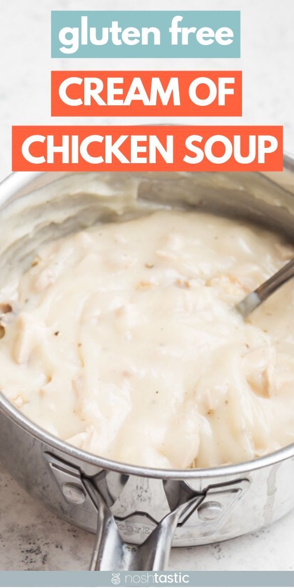 a pan filled with cream of chicken soup