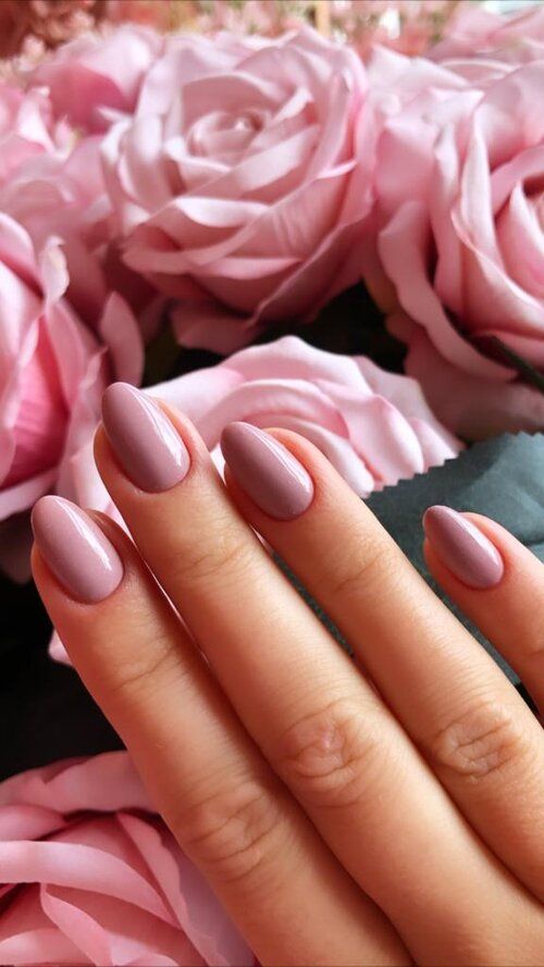 Dusty Rose Nails Acrylic Short, Pale Mauve Nails, Dusty Rose Nail Color, Rose Color Nails, Old Rose Nails, Muted Pink Nails, Light Mauve Nails, Dusty Pink Nails Design, Soft Pink Almond Nails