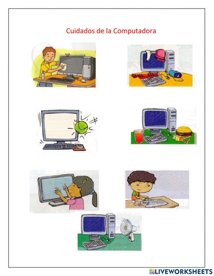 a poster with pictures of computers and people working on the same computer screen, in spanish