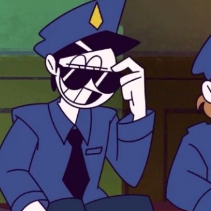 two cartoon police officers sitting next to each other