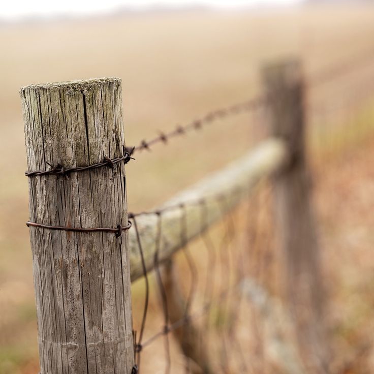 a wooden fence with barbed wire around it