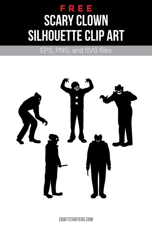 the silhouettes of scary clowns are shown in black and white, with text that reads