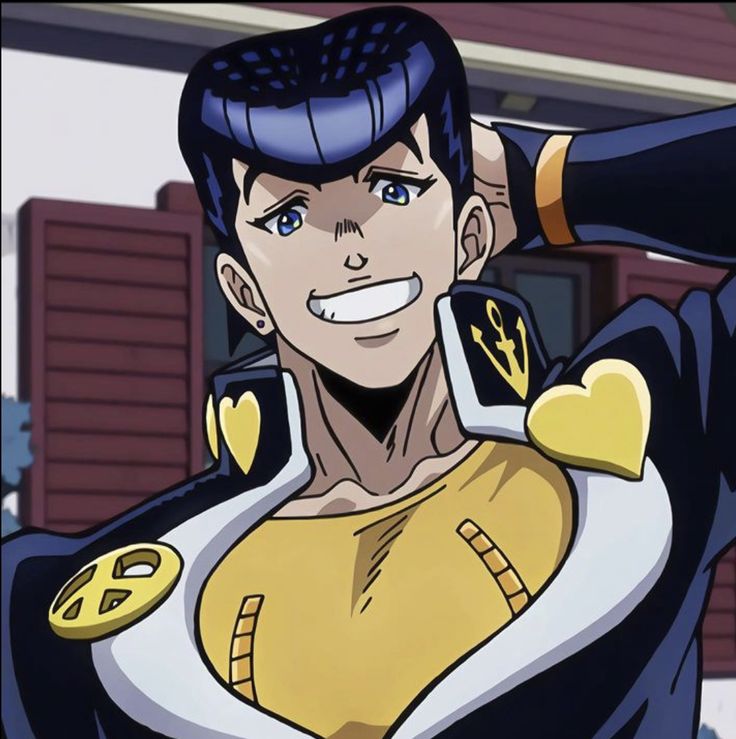 an animated character with blue hair and yellow shirt