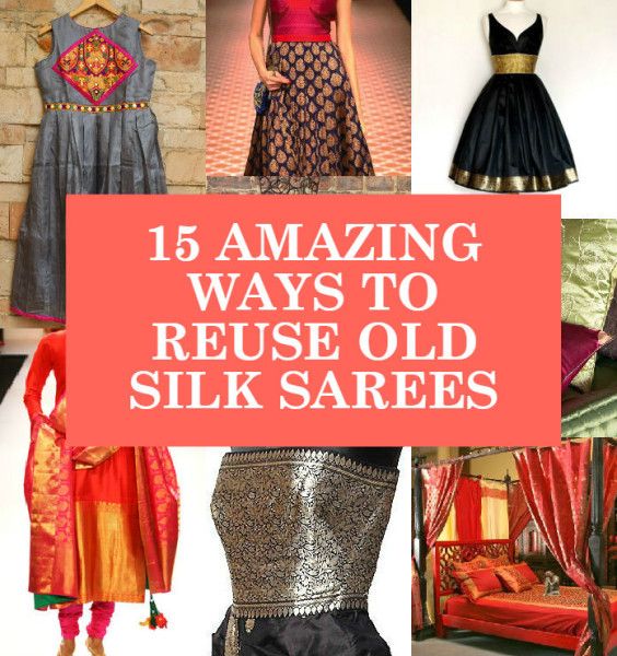 15 Amazing Ways to Reuse Old Silk Sarees Saree Upcycle Dresses, Saree Reuse Ideas Sari Dress, Upcycle Saree, Saree Recycle Dresses Indian, Old Saree Reuse Sari Dress, Dress From Old Saree, Dresses From Old Sarees, Saree Reuse Ideas, Sarees Ideas