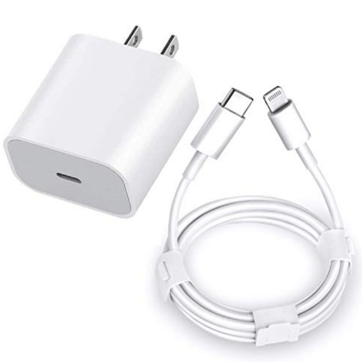 an apple charger and power adapter are shown