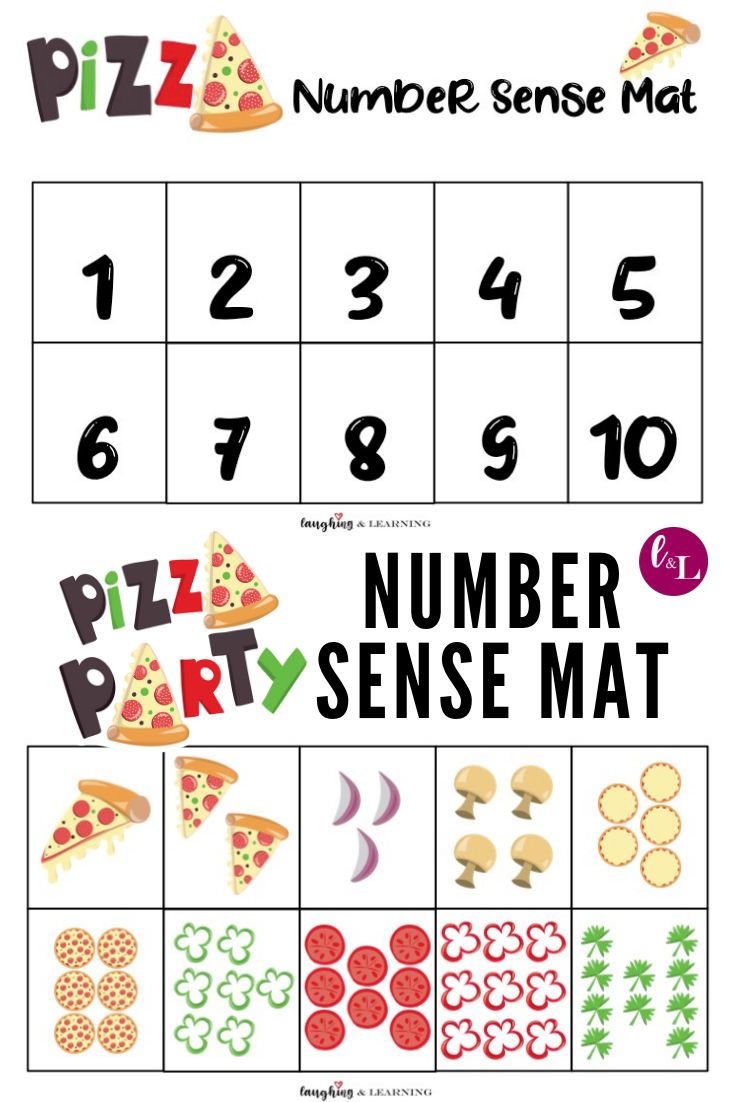 a number sense mat with pizzas on it