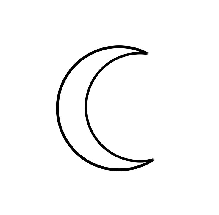 a black and white drawing of a crescent moon