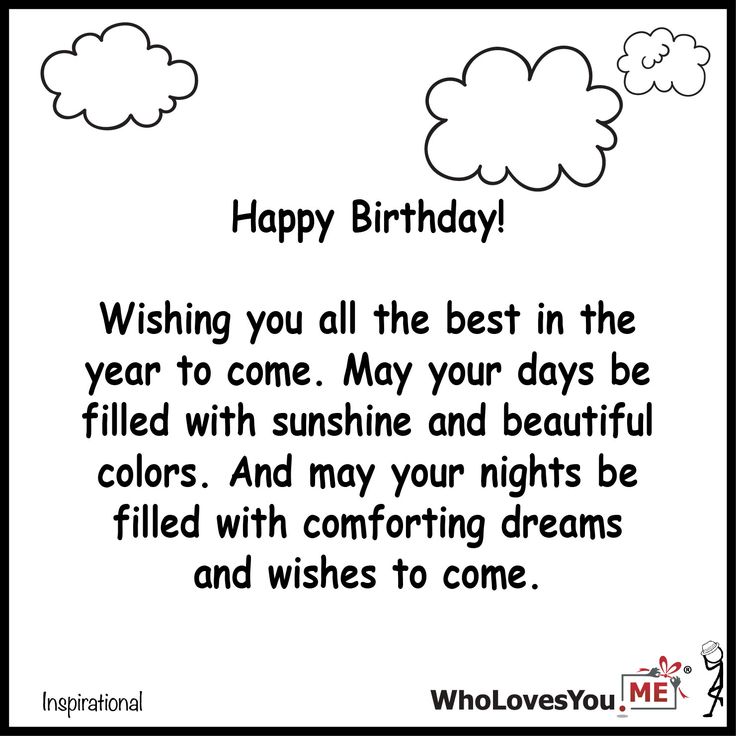 a birthday card with the words happy birthday wishing you all the best in the year to come