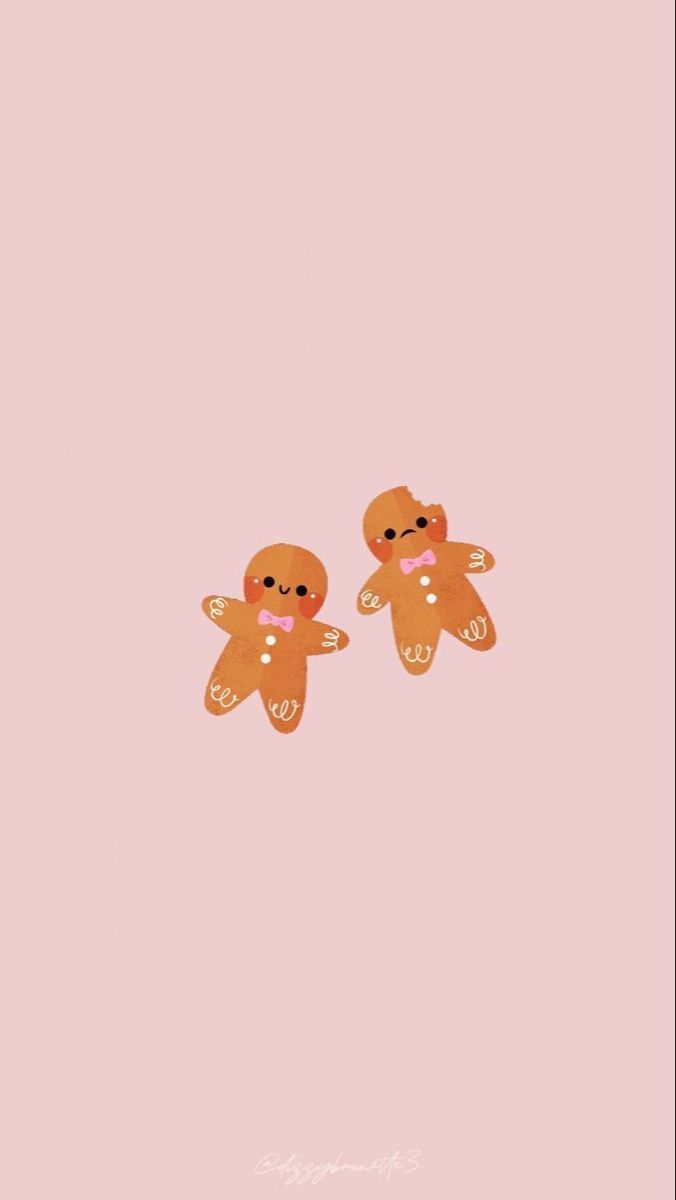 Two adorable gingerbread cookies with pink bows on a light pink background, perfect for a minimalist and playful holiday phone wallpaper. Pink Christmas Aesthetic Wallpaper Iphone, Navidad Wallpapers Aesthetic, Christmas Lockscreen Aesthetic Simple, Cute Christmas Wallpapers Aesthetic Iphone, Wallpaper Aesthetic Navidad, Cute Christmas Backgrounds For Iphone, Cute December Wallpaper, Christmas Aesthetic Lockscreen, Aesthetic Xmas Wallpaper