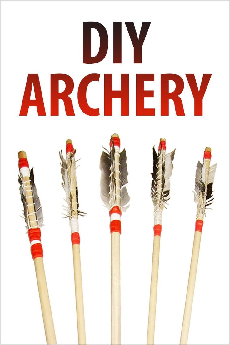 the cover of diy archery, with five arrows lined up in front of it