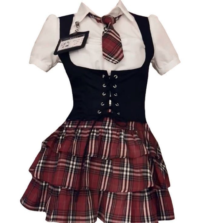 American Sweet and Spicy Women College Style Jk Plus Size S-4XL Uniform Top Plaid Skirt Skirt Set Japanese Uniform, Style Kawaii, Style Japonais, College Style, Pull Sweat, Skirt Skirt, Plaid Skirt, College Fashion, Plaid Skirts