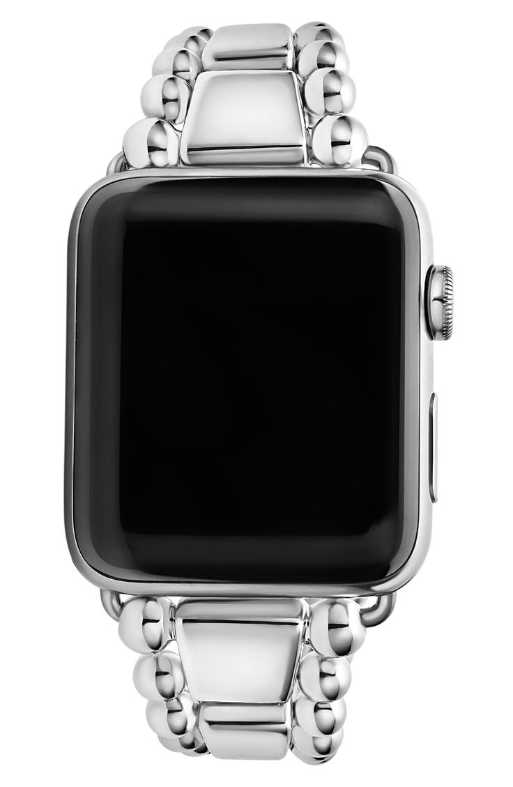 Turn your Apple Watch into a piece of fine jewelry with this band featuring sterling silver and signature Caviar beading. Compatible with 42mm Apple Watch (not included) Sterling silver Imported Timeless Adjustable Watch Accessories With Polished Finish, Modern Adjustable Watch Bands With Polished Finish, Classic Stainless Steel Watch Bands With Polished Finish, Silver Classic Rectangular Watch Bands, Timeless Silver Rectangular Watch Bands, Luxury Adjustable Watch Band With Stainless Steel Clasp, Silver Timeless Apple Watch Band With Bracelet Strap, Timeless Silver Apple Watch Band With Bracelet Strap, Silver Stainless Steel Apple Watch Band With Polished Finish