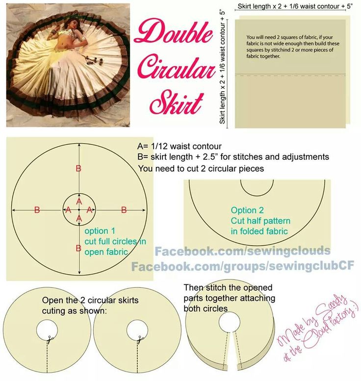 the instructions for how to make a double circle skirt