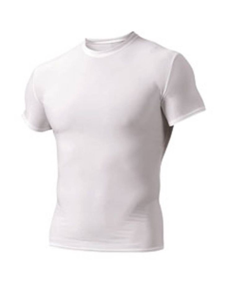 Adult Polyester Spandex Short Sleeve Compression T-Shirt - WHITE - M | A4 Adult Polyester Spandex Short Sleeve Compression T-Shirt in White Size Medium Compression T Shirt, Spandex Shorts, Shirt White, Polyester Spandex, White Undershirt, Spandex, Size Medium, T Shirts, Mens Tshirts