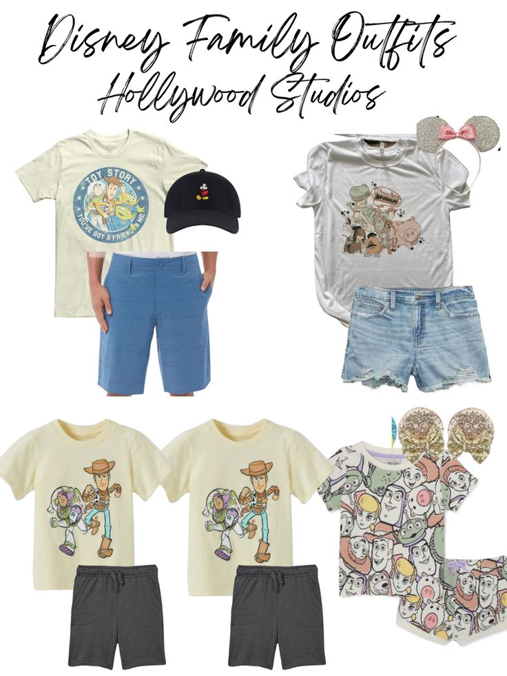 disney family outfits for the hollywood studios with mickey mouse ears and other characters on them