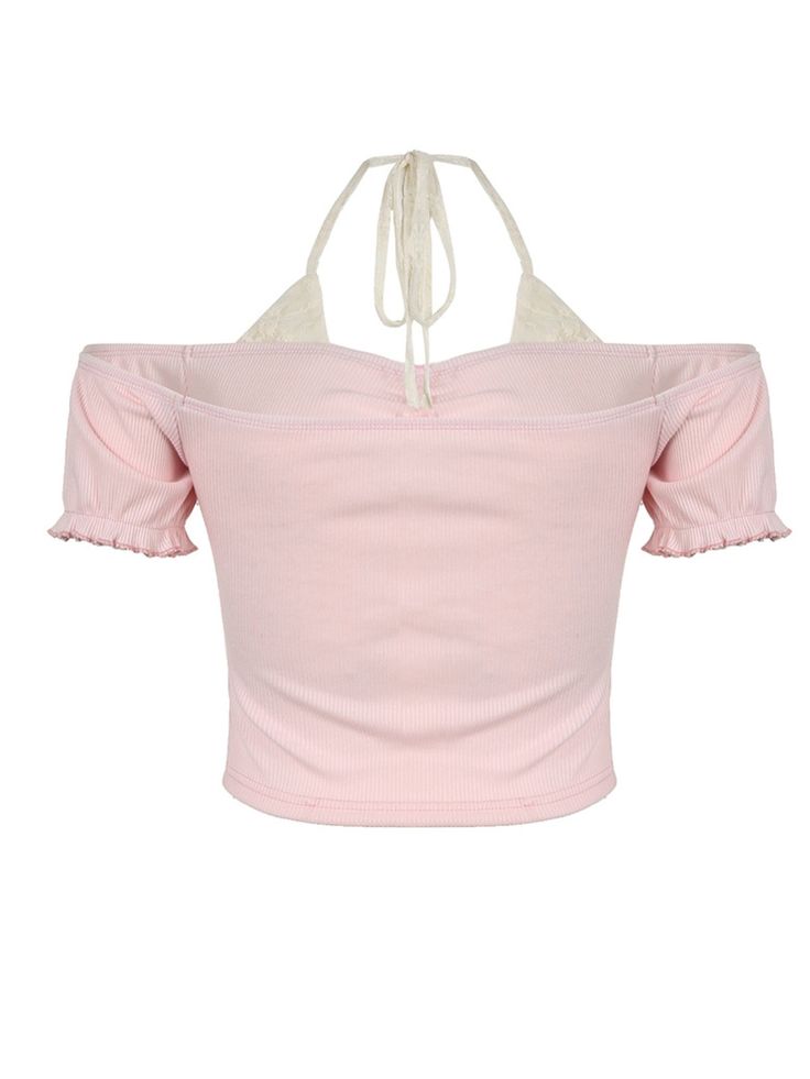 Bring out your good girl vibes in this Evee Off Shoulder Crop Top. The double layer provides a flirty touch to the strappy halterneck style. Adorned with mini floral details, this slim fit top exudes a feminine, romantic feel. Part of the French-inspired Good Girl Things collection. (So cute, you'll 'Evee' wear it!) Details Evee Off Shoulder Crop Top in Pink Double Layer Strappy Halterneck Mini Floral Detail Slim Fit French Style Feminine, Romantic Good Girl Things Shirts & Tops Collection Casual Spring Halter Top With Built-in Bra, Fitted Sleeveless Halter Top For Summer, Triangle Top With Built-in Bra For Day Out, Pink Tops With Built-in Bra For Day Out, Feminine Spring Crop Top With Built-in Bra, Flirty Crop Top With Built-in Bra For Spring, Spring Beach Tops With Built-in Bra, Flirty Cami Top For Summer, Summer Off-shoulder Top With Built-in Bra