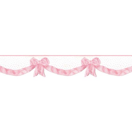 a pink ribbon with bows on it