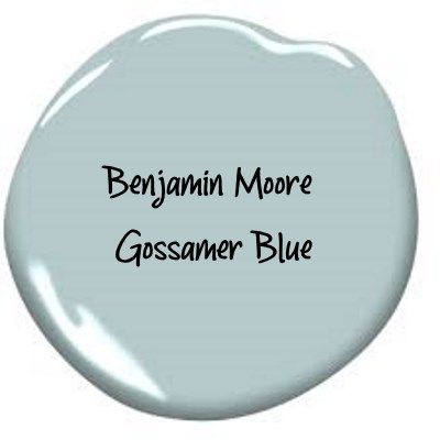 a white paint with the words benjamin moore gossamer blue on it