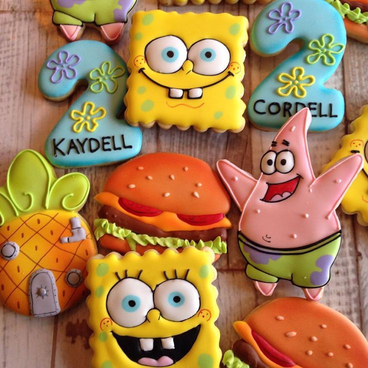 decorated cookies with cartoon characters on them