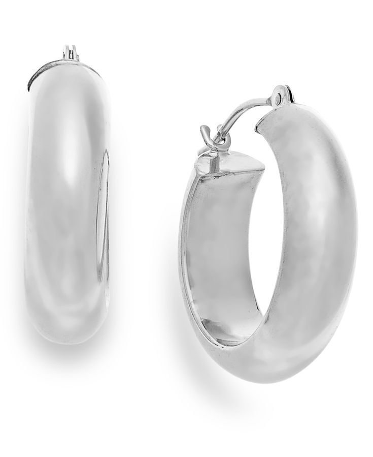 in stock Silver Oval Tarnish Resistant Hoop Earrings, Polished Metal Hoop Huggie Earrings, Shiny Metal Hoop Jewelry, Macy's Small Hoop Earrings For Formal Occasions, Small Hoop Metal Jewelry With Shiny Finish, Hoop Metal Jewelry With Polished Finish, Polished Metal Hoop Jewelry, Macy's Classic Hoop Earrings, Sterling Silver Rounded Jewelry