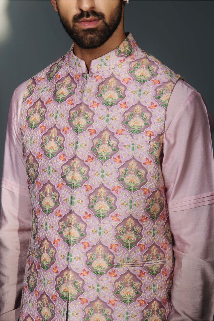 Editor's Note The green floral Nehru jacket, kurta, and pyjama set is a delightful blend of elegance and style. The Nehru jacket features a charming floral print. The matching kurta and pyjama complete the set, offering a cohesive and coordinated ensemble. Whether for festive occasions or cultural celebrations, this set exudes a traditional yet contemporary vibe, making a fashionable statement. Fabric: Jacket: Silk blend, kurta and pyjama: cotton silk Color: Gray Components: Kurta, nehru jacket Sleeveless Kurta, Vacuum Storage, Printed Jacket, Nehru Jacket, Cultural Celebration, Nehru Jackets, Pajama Pant, Cotton Pyjamas, Kurta Set