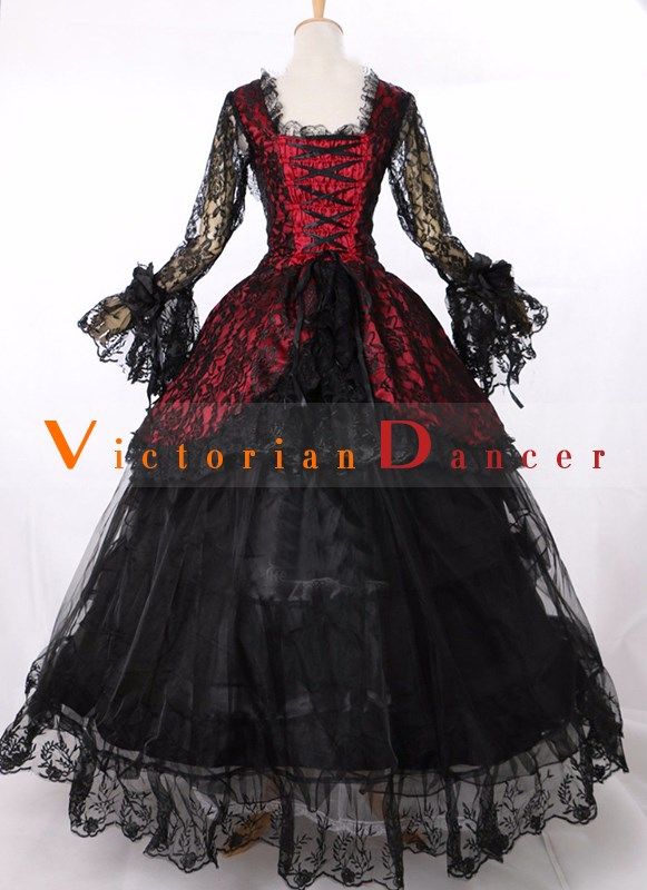 18th Century Gothic Victorian Lolita schwarz Vampire Dress   Condition: Brand New  Color: amp;nbsp; As Picture  Material: Brocade/Lace/Voile  Silhouette: Ball Gown  Sleeve Length: Long Sleeve  Dresses Length:Floor-Length  Neckline: Square Collar  Decoration: Lace  Style: Vintage  Includes: Dress Black Vampire Corset Dress For Halloween, Black Overbust Halloween Costume, Black Vampire Corset Dress For Costume Party, Black Vampire Style Corset Dress For Costume Party, Halloween Party Lace Corset Dress, Halloween Lace Corset Dress For Party, Black Corset Dress For Halloween Costume Party, Black Fitted Ball Gown Corset Dress, Fitted Black Ball Gown Corset Dress