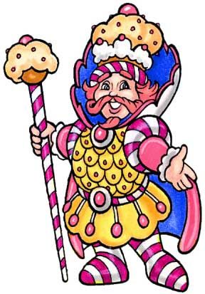 a drawing of a clown holding a candy cane