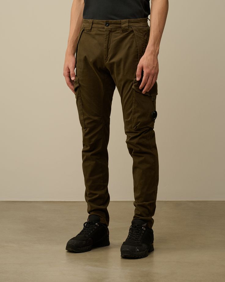 Cargo pants crafted in stretch sateen, a smooth and soft-textured stretch cotton. Garment dyed anti-drop treated. Man Trousers, Country Shop, C P Company, The C, Waist Bag, Stretch Cotton, Cargo Pants, Casual Pants, Mens Jackets