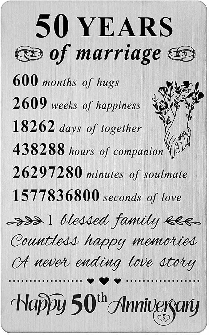 an anniversary card with the words 50 years of marriage