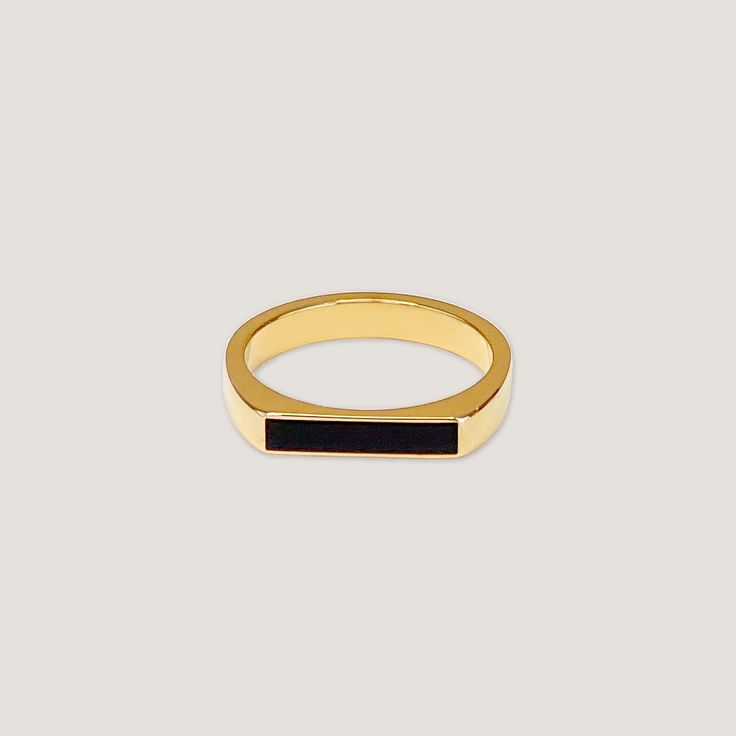 • 18kt PVD Gold Plated Stainless Steel • Waterproof & Tarnish Resistant • Size Options: US 6-8 Minimalist Black Enamel Open Ring, Modern Adjustable Stackable Rings For Formal Occasions, Minimalist Polished Enamel Ring, Modern Black Enamel Rings For Formal Occasions, Modern Black Enamel Rings For Formal Events, Modern Enamel Open Ring With Polished Finish, Modern Polished Enamel Open Ring, Modern Polished Finish Open Enamel Ring, Minimalist Open Ring With Black Enamel