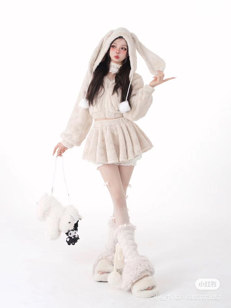 Bunny Aesthetic Outfit, Bunny Poses, Bunny Costume Aesthetic, Kawaii Poses, Outfit Elegantes, Bunny Costume, Bunny Outfit, Concept Clothing, Kawaii Fashion Outfits