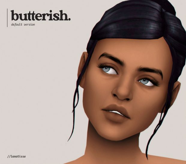 a woman's face is shown with the words butterish on it