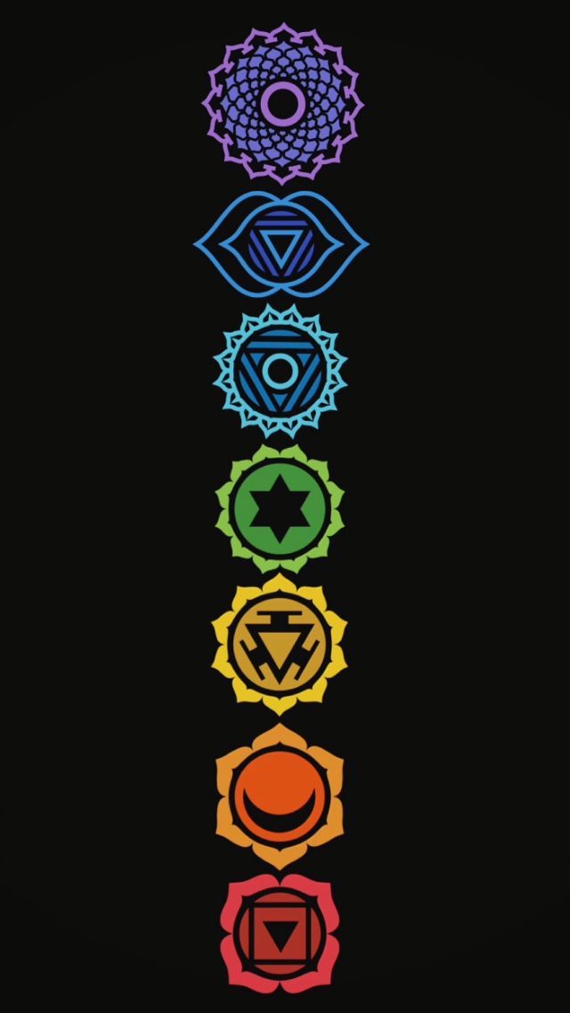 the seven chakras are arranged in different colors