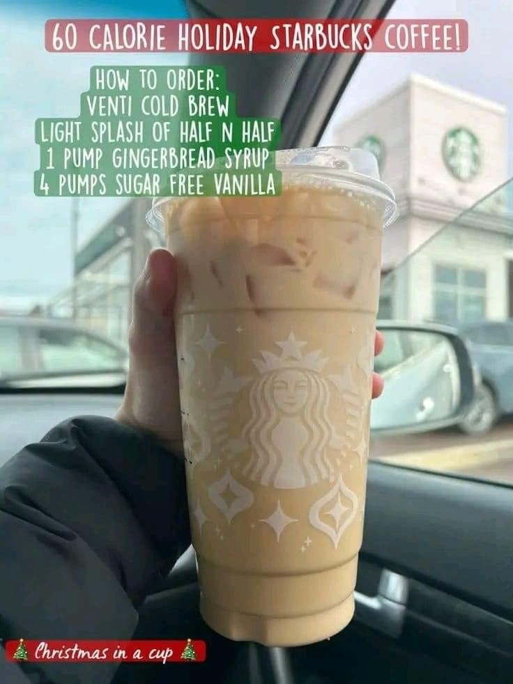 someone is holding up a starbucks drink in their car with instructions on how to order