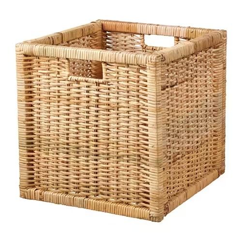 an empty wicker basket on a white background