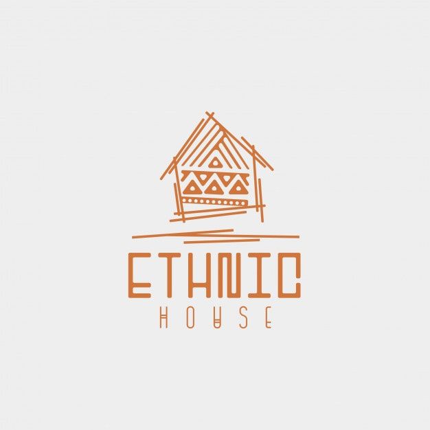 an orange and white logo for a house with the words ethnic house written in it